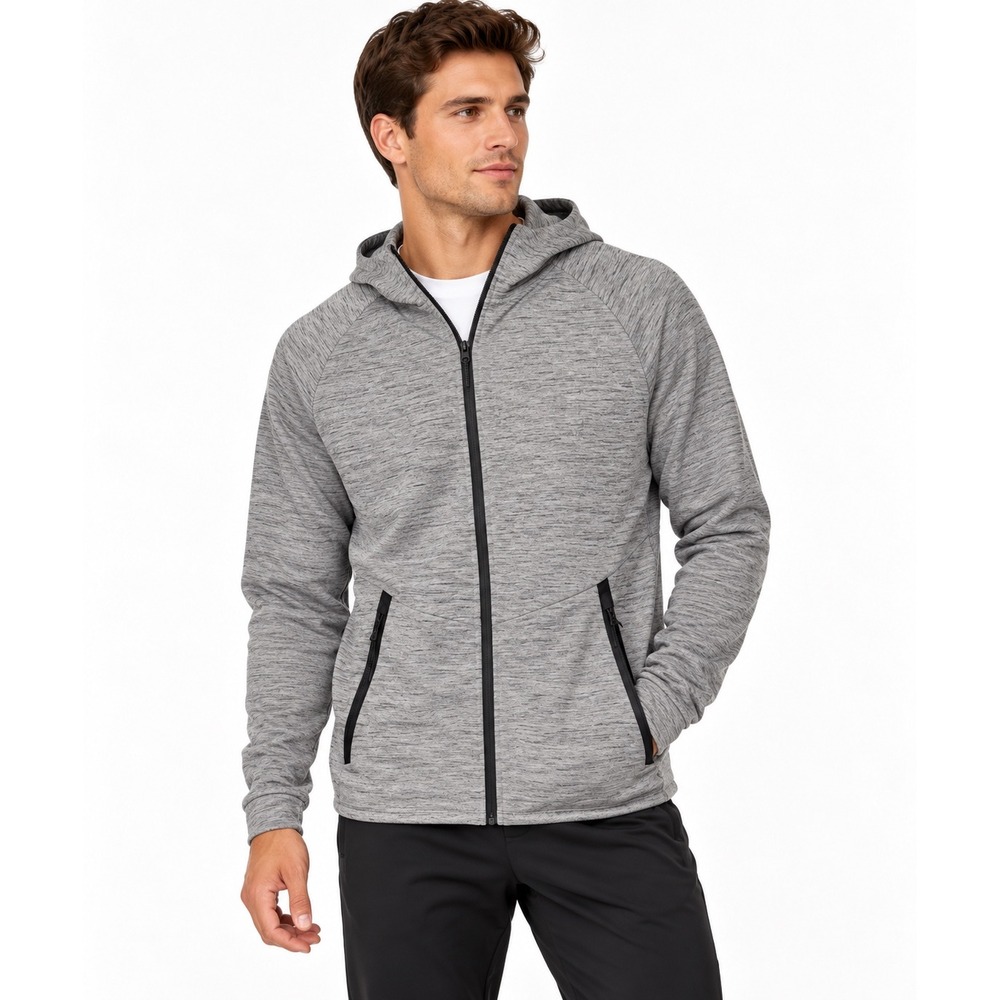 Champion Men's M Heather Gray Hooded Full Zip Athletic Performance Jacket